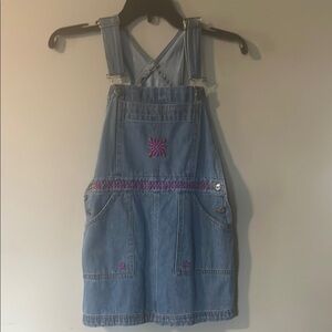 Faded Glory Blue and Purple Overall Dress with Adjustable Straps